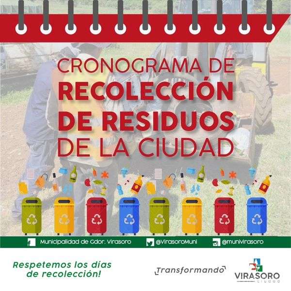 Cronograma de recolección de #residuos de la ciudad.